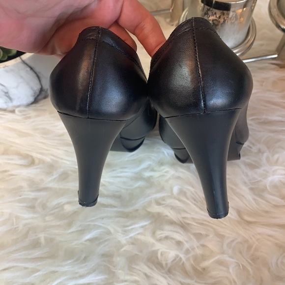 WHITE Buffalo Black Faux Leather Women’s Peep Toe Shoes - Picture 7 of 15